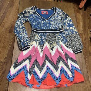 Maeve Women's Anthropologie Dress Long Sleeve Fun Funky Pattern Print Boho